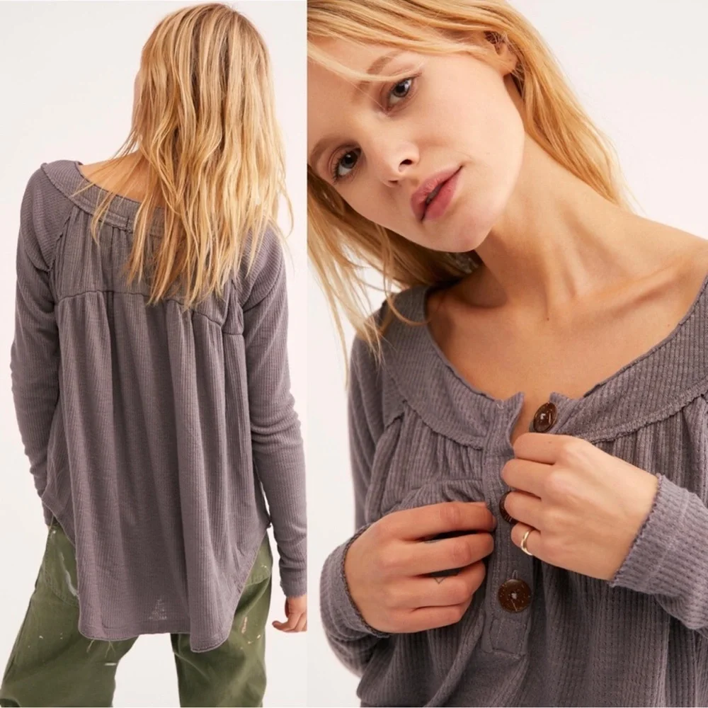 Free People we The Free Sot Must Have Henley Grey Size Large